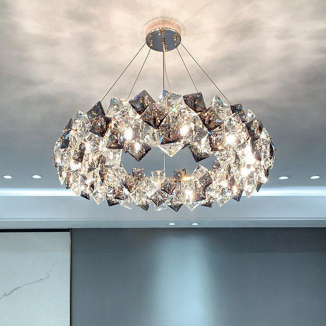 LED Modern Crystal Ring Pendant Light.