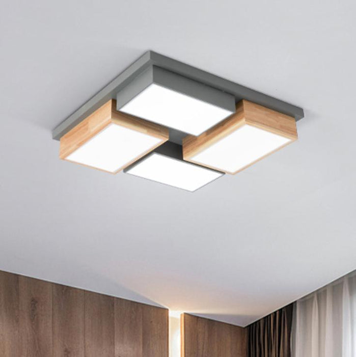 LED Modern Wood Combination Ceiling Light.