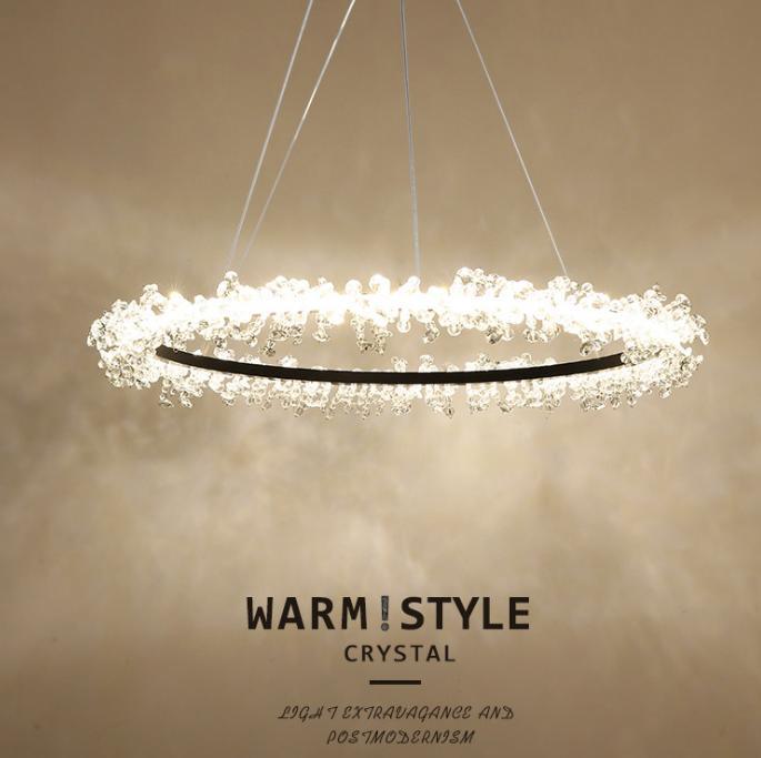 LED Modern Crystal Halo Pendant Light.