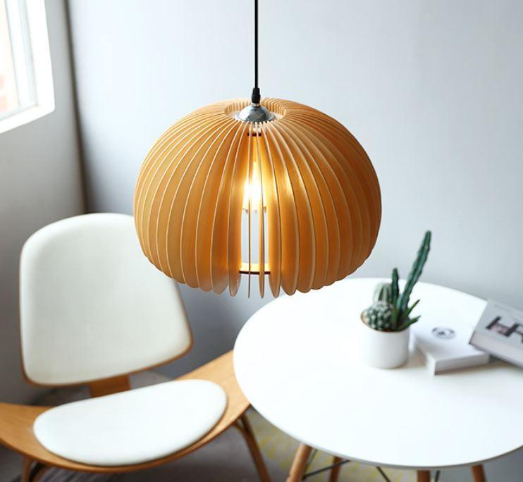 LED Wood Pumpkin Pendant Light.