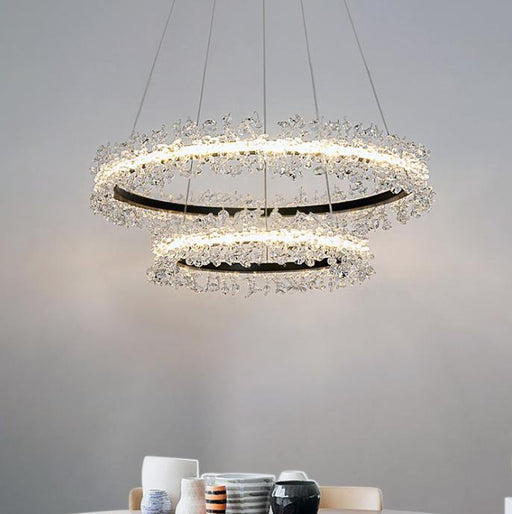 LED Modern Crystal Halo Pendant Light.