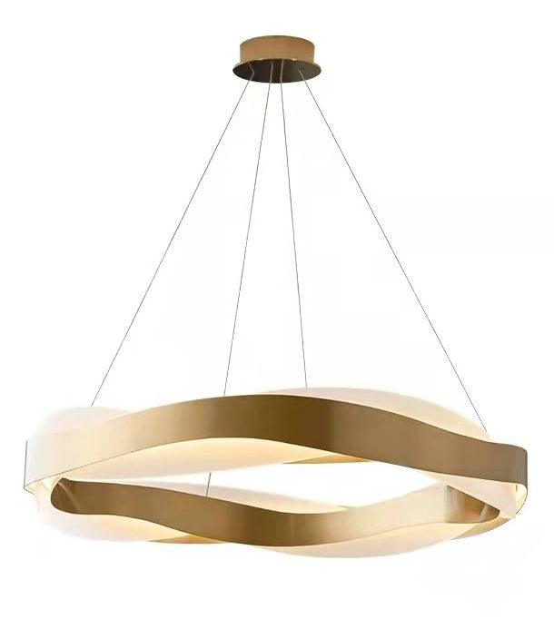 LED Ribbon Design Modern Golden Pendant Light.