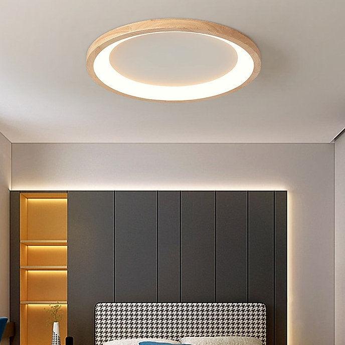 LED Wooden Halo Round Modern Ceiling Light.