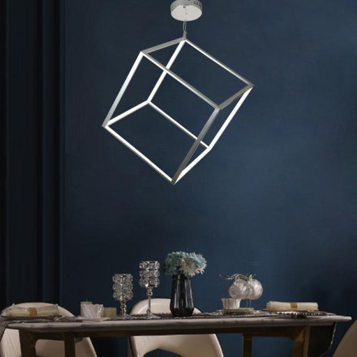 LED Cubic Frame Modern Pendant Light.