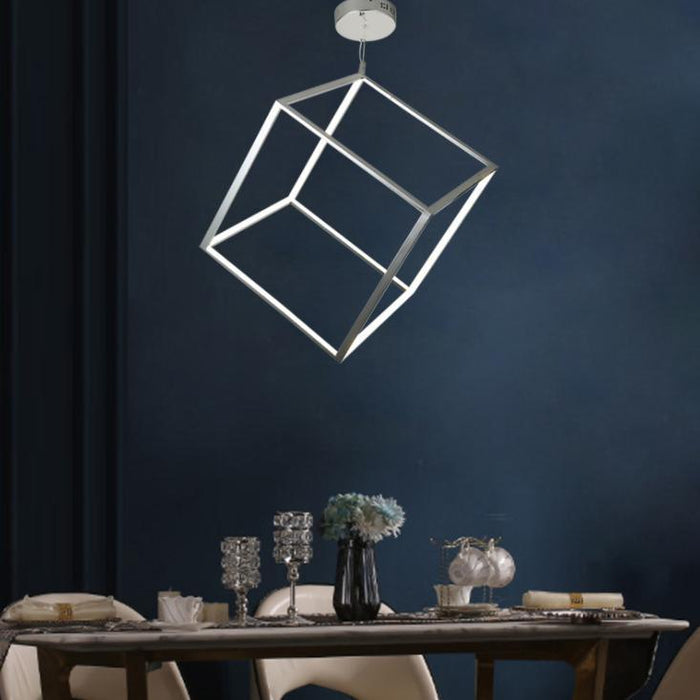 LED Cubic Frame Modern Pendant Light.