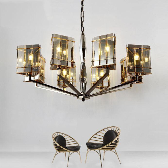 LED European Luxury Design Chandelier with Black Glass.