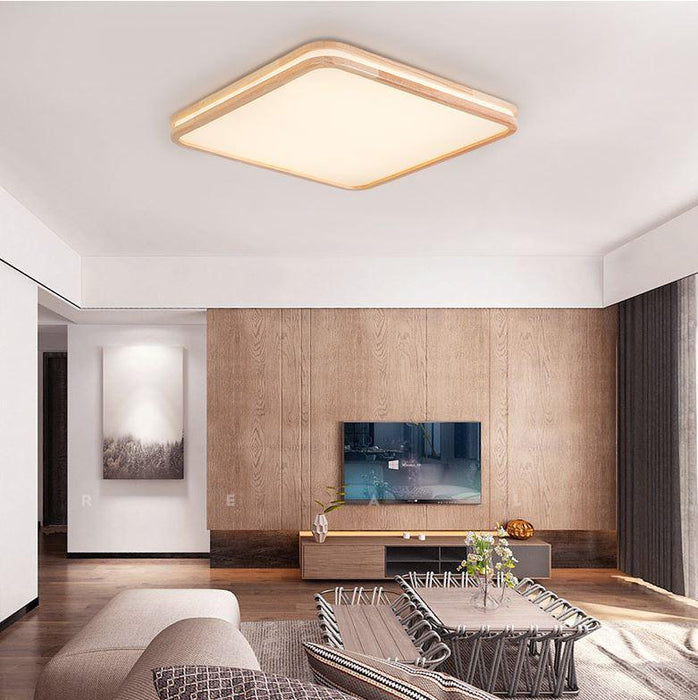 Wood Acrylic LED Ceiling Light Square Round European Design.