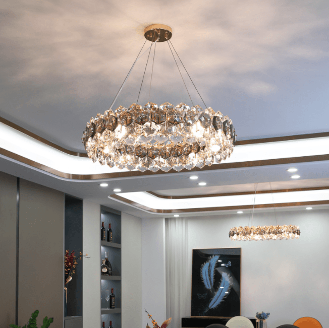 LED Crystal Modern Chandelier Round Pendant Light.