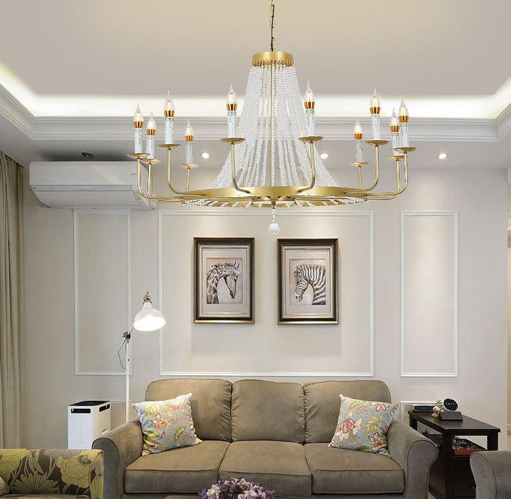 Retro LED Gold  Metal Crystal Pendant Chandelier.