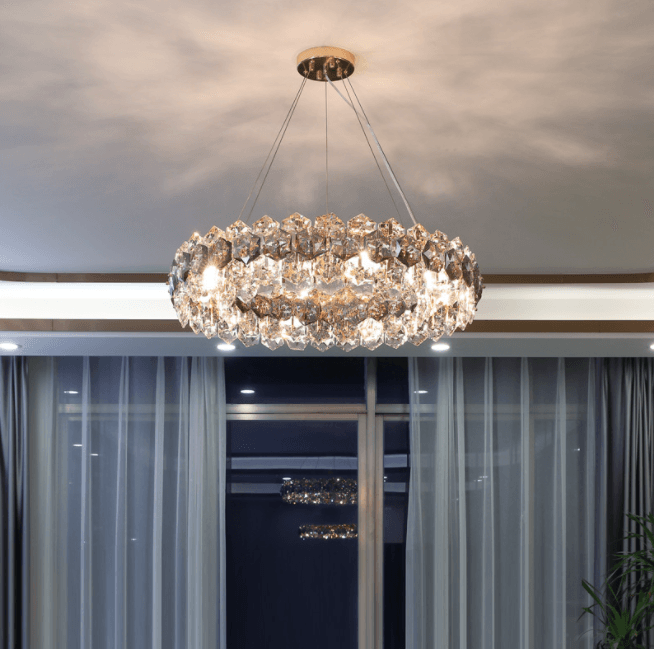 LED Crystal Modern Chandelier Round Pendant Light.