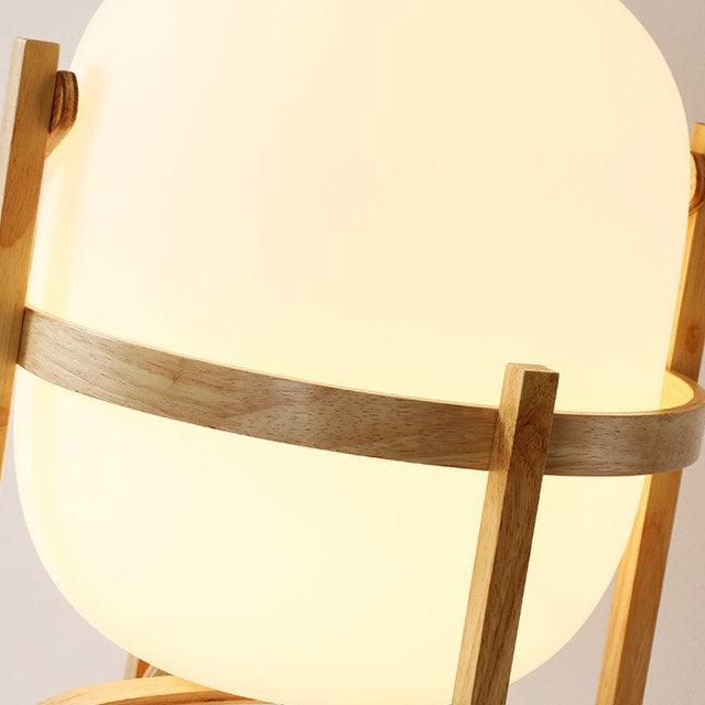 LED Japanese Style Simple Modern Wood & Glass Table Lamp.