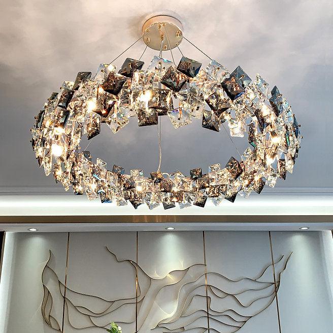 LED Modern Crystal Ring Pendant Light.