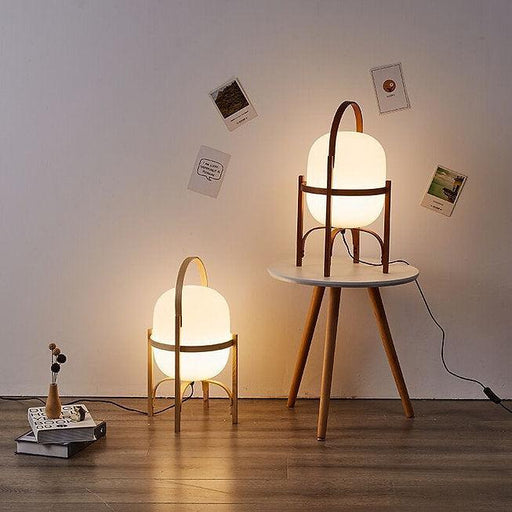 LED Japanese Style Simple Modern Wood & Glass Table Lamp.