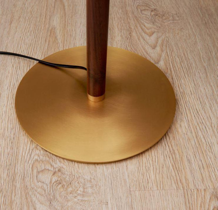 Copper Wood Cloth Floor Table Lamp.