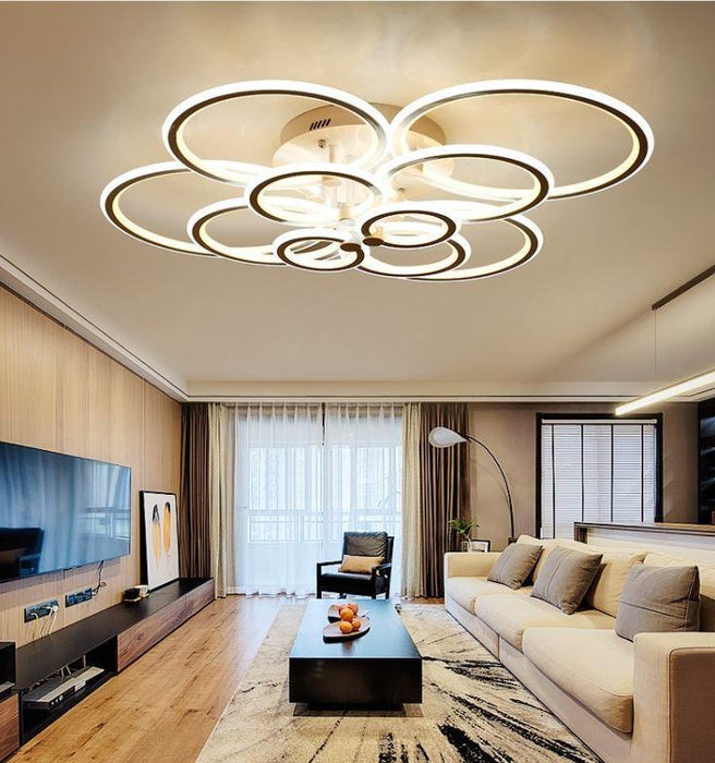 Modern Multi-Circle LED Ceiling Light for Living Room.