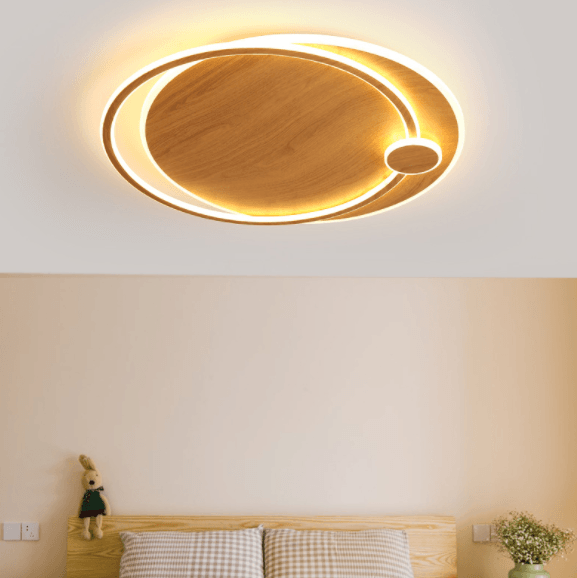 LED Japanese Style Simple Wooden Color Modern Ceiling Light.