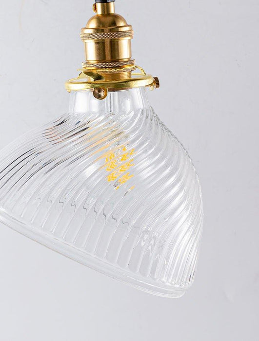 Fluted shell glass midcentury modern pendant light.