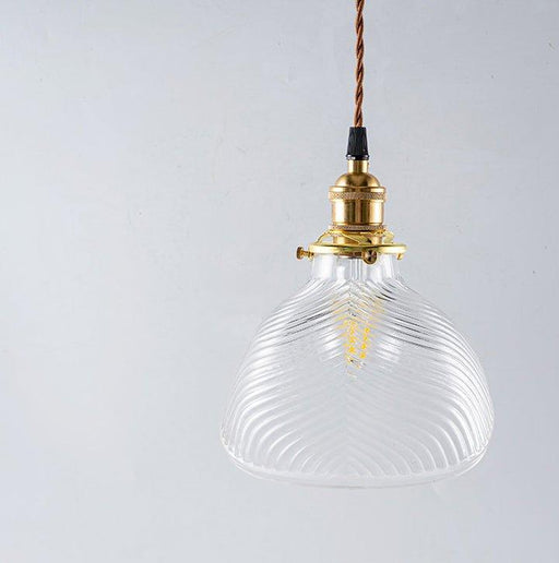 Fluted shell glass midcentury modern pendant light.