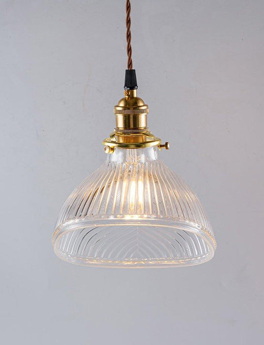 Fluted shell glass midcentury modern pendant light.