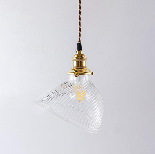 Fluted shell glass midcentury modern pendant light.