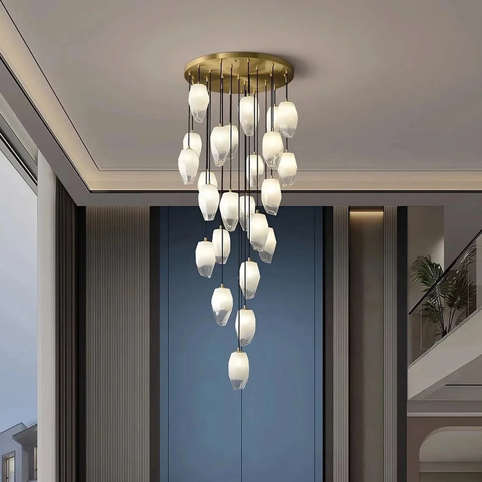 Frost Glass Pendant Foyer Chandelier-DWHOME