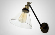 Glass Cone Shade Wall Light. Industrial Retro Styled Bedside Light.-DWHOME