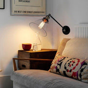 Glass Cone Shade Wall Light. Industrial Retro Styled Bedside Light.-DWHOME