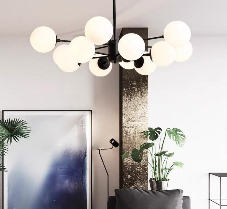 Glass Metal Ball Shape Irregular Design LED Chandelier.