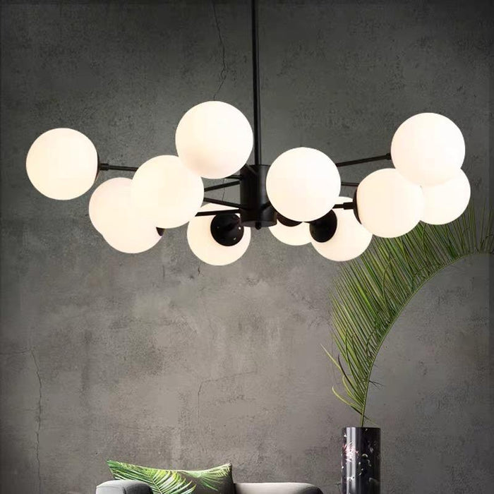 Glass Metal Ball Shape Irregular Design LED Chandelier.