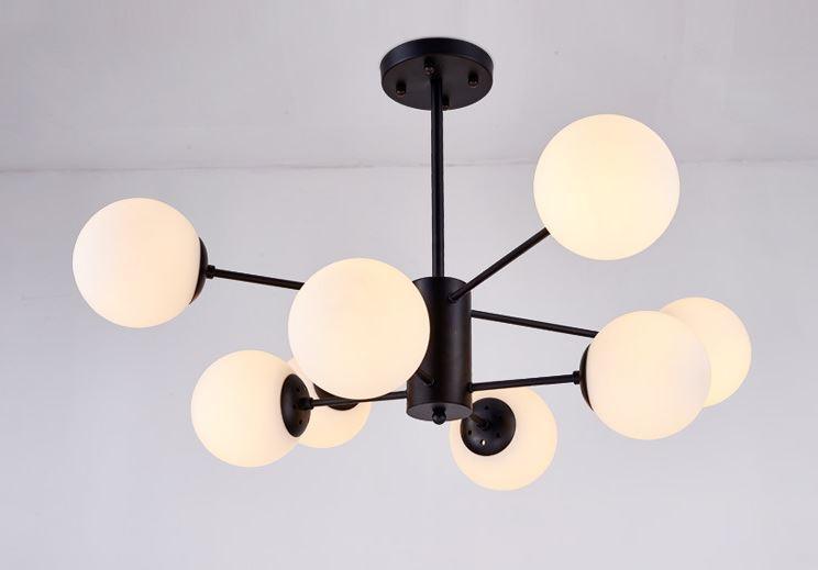 Glass Metal Ball Shape Irregular Design LED Chandelier.