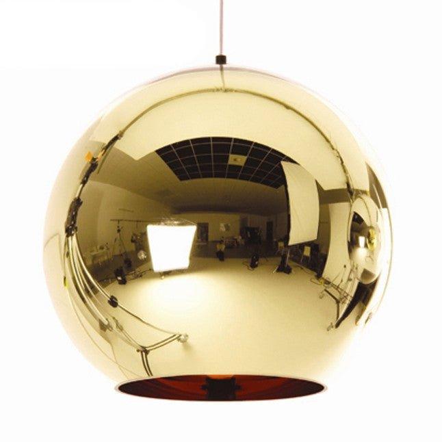 Gold shade mirror ball pendant Light.