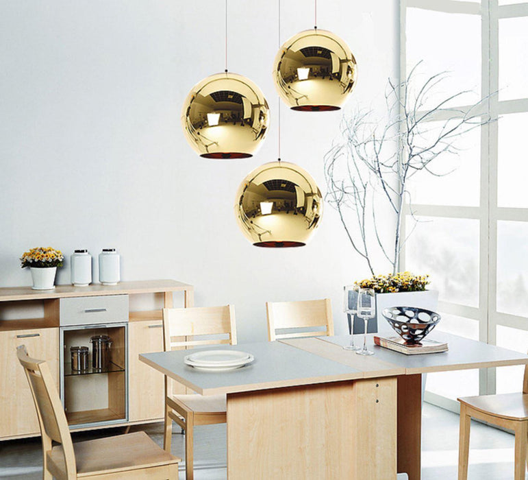 Gold shade mirror ball pendant Light.