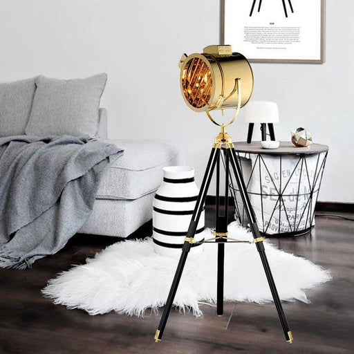 Gold Tripod Vintage Floor Lamp.