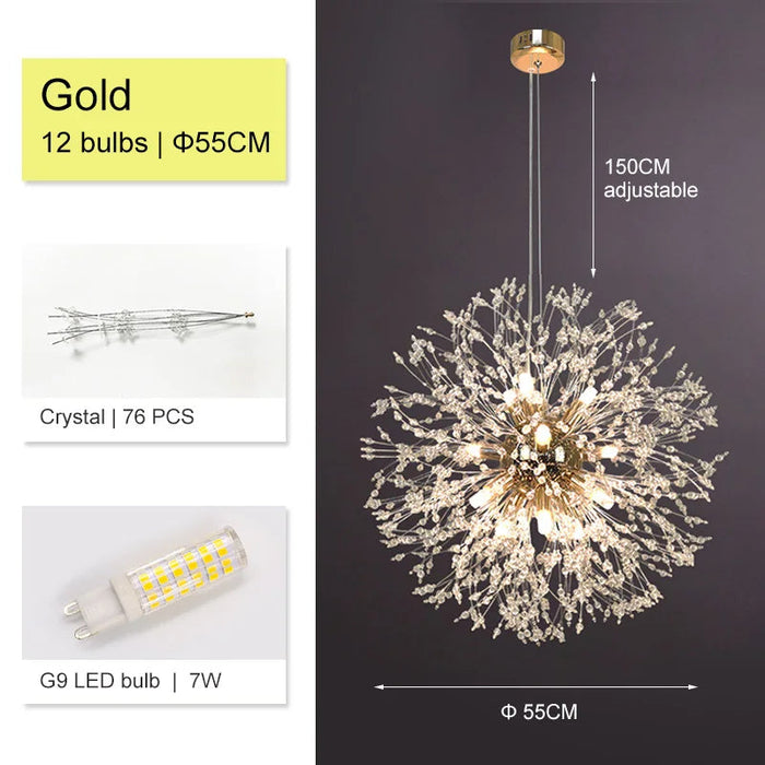 El Sol Crystal Dandelion Lighting Fixture.