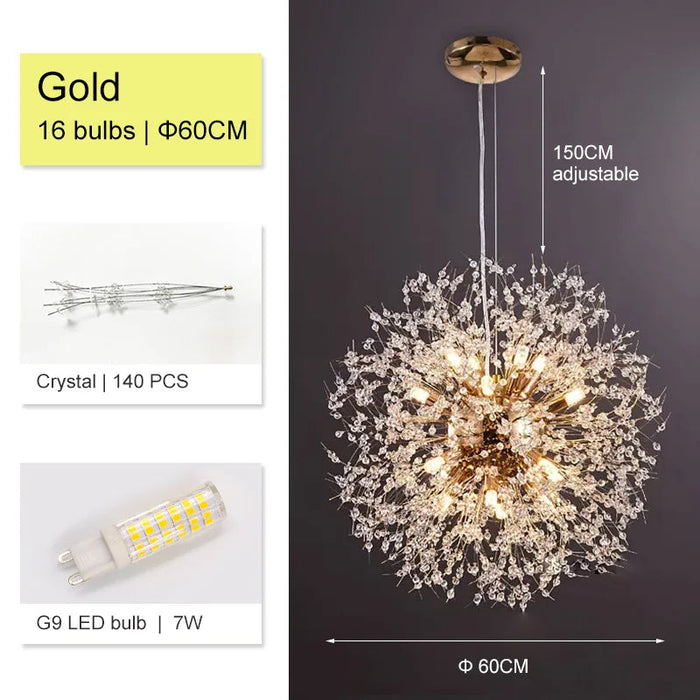 El Sol Crystal Dandelion Lighting Fixture.