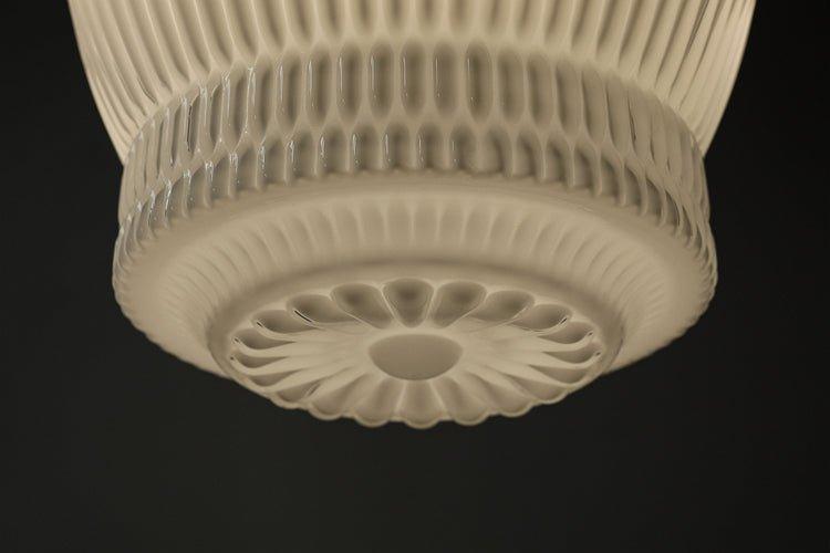 Greta fluted frosted glass mid century modern pendant light.