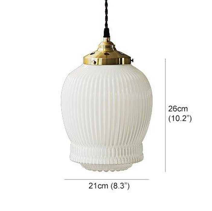 Greta fluted frosted glass mid century modern pendant light-DWHOME
