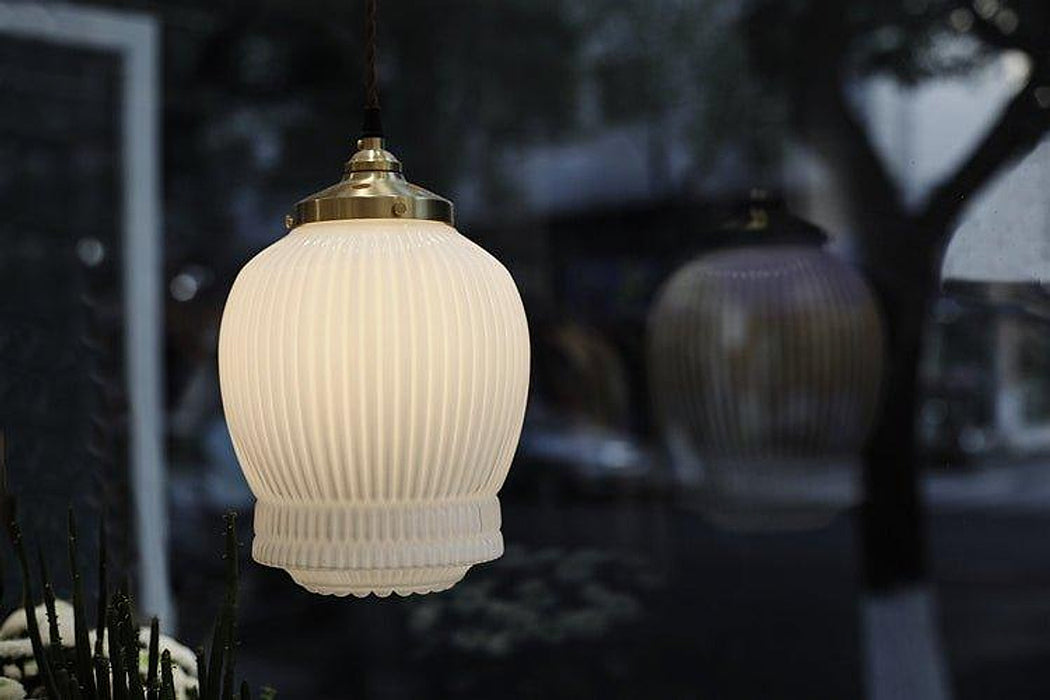 Greta fluted frosted glass mid century modern pendant light-DWHOME