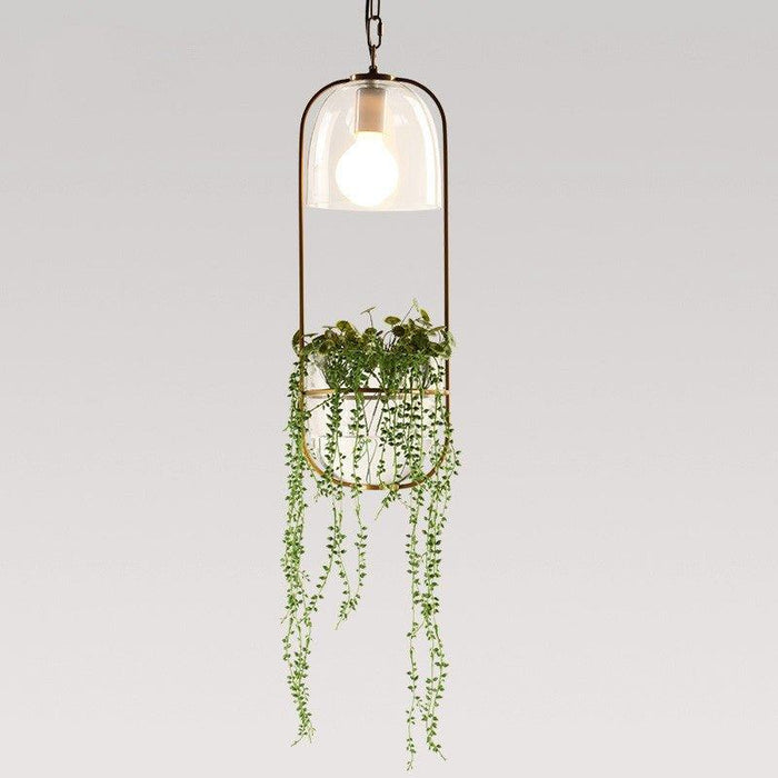 Hanging Plant Vase Brass Pendant Light.