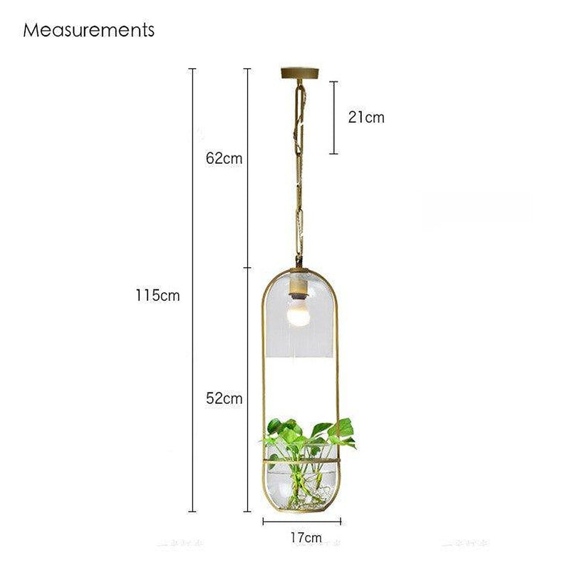 Hanging Plant Vase Brass Pendant Light-DWHOME