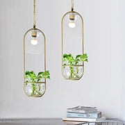 Hanging Plant Vase Brass Pendant Light-DWHOME