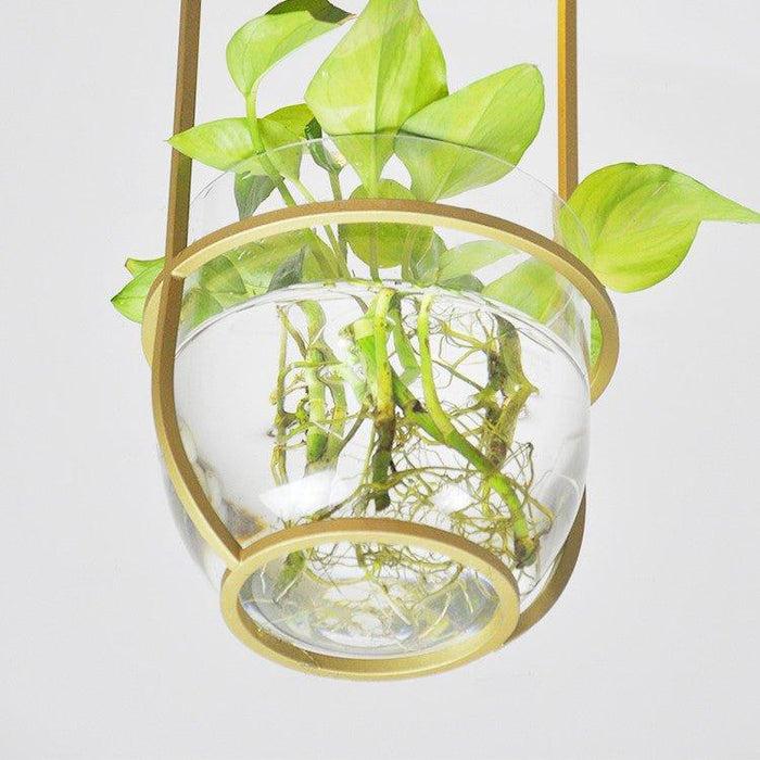 Hanging Plant Vase Brass Pendant Light.