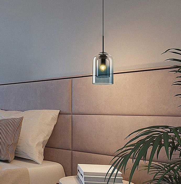 Harper Double Glass Shade Modern Minimalist Pendant Light.