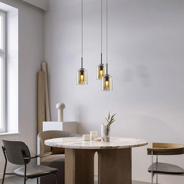 Harper Double Glass Shade Modern Minimalist Pendant Light.