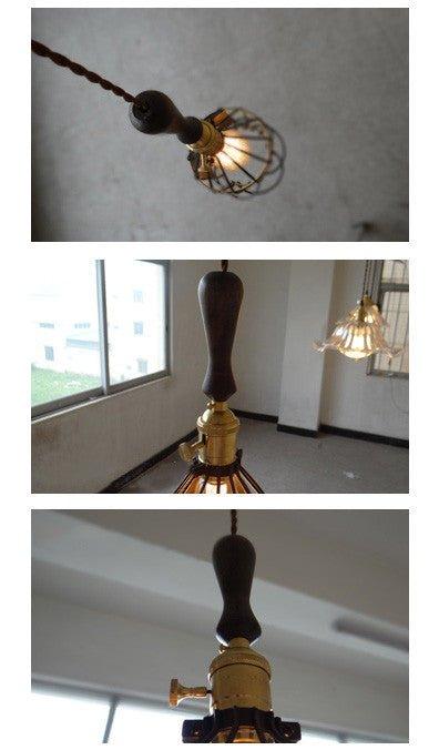 Hectar Industrial Loft Pendant Light With Wooden Handle.