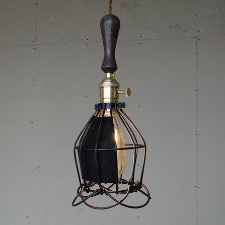 Hectar Industrial Loft Pendant Light With Wooden Handle.