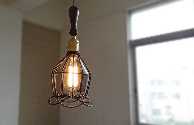 Hectar Industrial Loft Pendant Light With Wooden Handle.