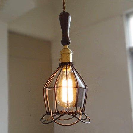 Hectar Industrial Loft Pendant Light With Wooden Handle.