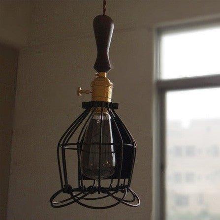 Hectar Industrial Loft Pendant Light With Wooden Handle.