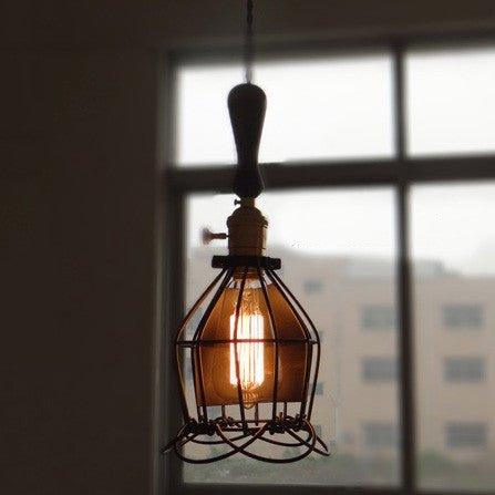 Hectar Industrial Loft Pendant Light With Wooden Handle.